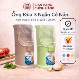 Ống đũa nhựa 3 ngăn có nắp