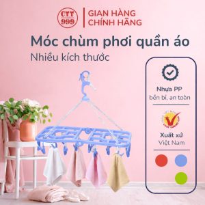 Móc nhựa xếp phơi quần áo